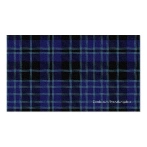 Blue & Black Scottish Tartan Plaid Business Card (back side)