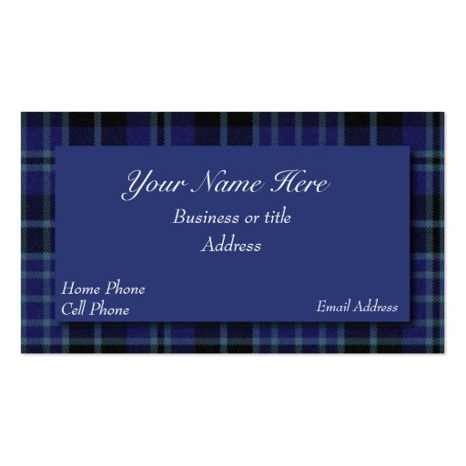 Blue & Black Scottish Tartan Plaid Business Card