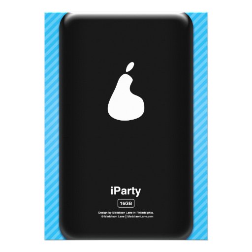 Blue/Black Smart Phone iParty Birthday Party Personalized Invites