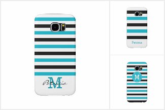  Blue Black Stripe Monogram Samsung Galaxy Cases 