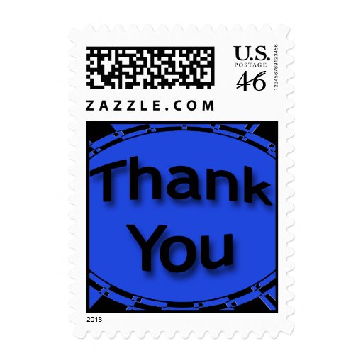 blue black Thank You Postage Stamp