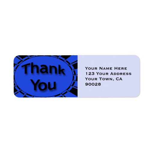 blue black Thank You Return Address Label