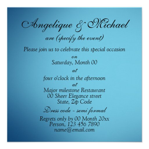 Blue black wedding anniversary engagement custom announcements
