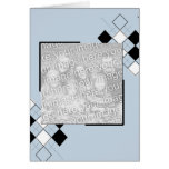 Blue, Black & White Argyle Photo Frame Greeting Card