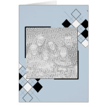Blue, Black & White Argyle Photo Frame cards by partypassion Blue, Black & White Argyle Photo Frame cards