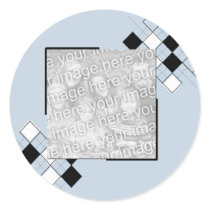 Blue, Black & White Argyle Photo Frame stickers by partypassion Blue, Black & White Argyle Photo Frame stickers