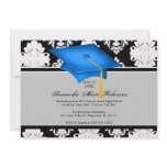 Blue, Black, White, Custom Graduation Invitation