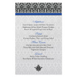 Blue, Black, White Damask Menu Card Custom Flyer