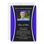 Blue, Black, White Photo Graduation Invitation