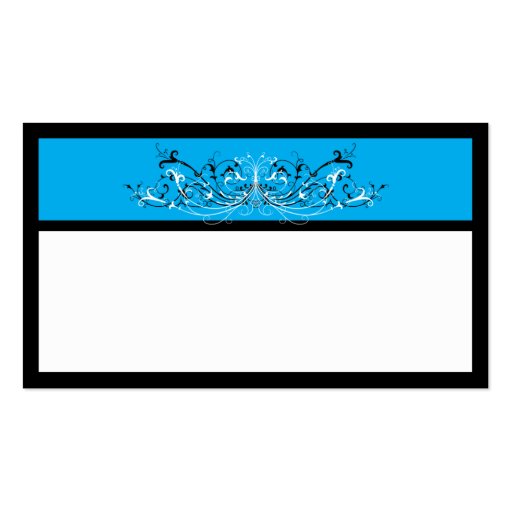 Blue Black White Scrolls Favor Cards Business Card Templates (front side)