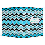 Blue, Black, White Wavy Striped Binder