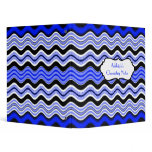 Blue, Black, White Wavy Striped Binder