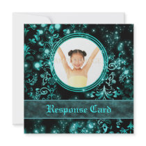 Blue black winter wedding response rsvp custom announcement