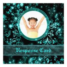 Blue black winter wedding response rsvp custom announcement