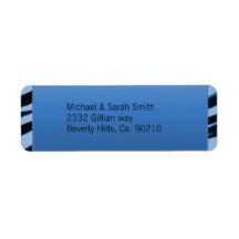 Blue & Black Zebra Glitter Baby Shower Custom Return Address Labels