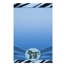 Blue & Black Zebra Glitter Baby Shower Stationery