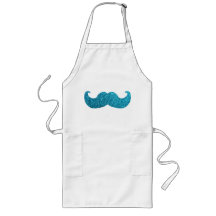 Blue Bling mustache  (Faux Glitter Graphic) Apron