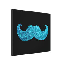 Blue Bling mustache  (Faux Glitter Graphic) Canvas Print