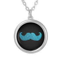 Blue Bling mustache  (Faux Glitter Graphic) Jewelry