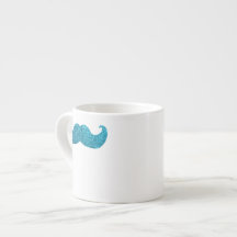 Blue Bling mustache  (Faux Glitter Graphic) Espresso Cup