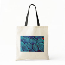 Blue blob cluster tote bags