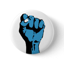 blue blooded democrat : fist pinback button