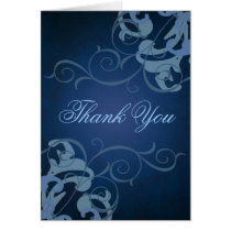 Blue & Blue Scroll Thank You Card