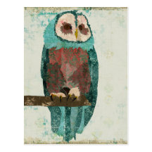 Blue Blush Owl Postcard