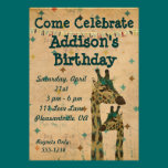 Blue Boho Giraffes  Birthday Invitation invitations