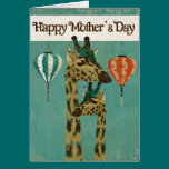 Blue Boho  Giraffes  Mother's Day Card cards