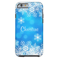 Blue Bokeh Christmas Snowflake Tough iPhone 6 Case