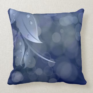 Blue Bokeh Leaves American MoJo Pillow