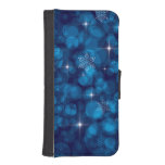 Blue Bokeh Lights and Snowflakes iPhone 5 Wallet Case