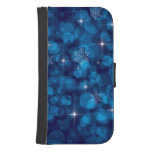 Blue Bokeh Lights and Snowflakes Galaxy S4 Wallet Cases