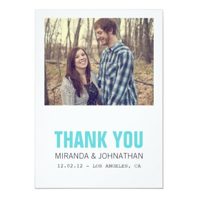Blue Bold Photo Wedding Thank You Cards