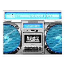 blue, boombox, music, stereo, vintage, boom box, old school, ghetto blaster, urban, postcard, street, 80&#39;s, geek, retro, swagg, card, best, selling, original, postcards, Postcard with custom graphic design