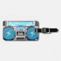 Blue boombox tag for bags
