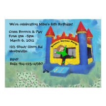 Blue Bounce House Party Invite