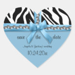 Blue Bow And White Zebra Stripes With Pearls Stickers
