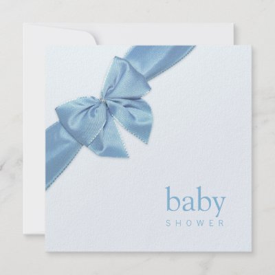 Baby Invitation Templates on Baby Shower Invitation Template With Blue Satin Bow For Baby Boys