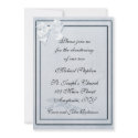 Blue Bow Christening Invitation