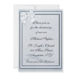 Blue Bow Christening Invitation