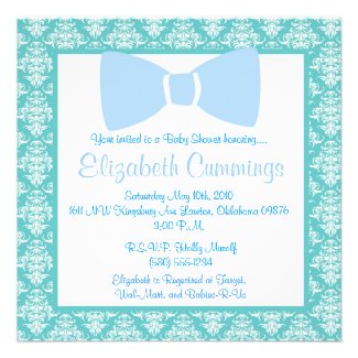 Blue Bow tie Baby Shower invite cute fun simple