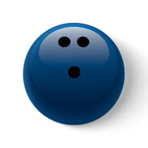 BLUE BOWLING BALL PINBACK BUTTON