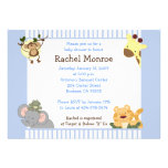Blue Boy Jungle Safari Friends 5x7 Baby Shower Custom Invite