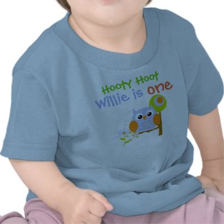 Blue Boy Owl Personalized Birthday T-shirt shirt