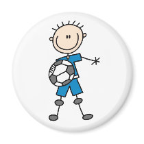 Blue Boy Soccer Player Magnet by stick_figures Blue Boy Soccer Player Magnet