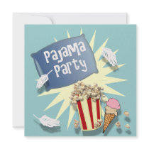Blue Boys Sleepover Pajama Party Invitation