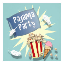 Blue Boys Sleepover Pajama Party Invitation