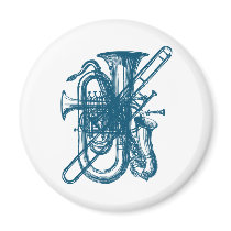 Blue Brass & Sax Refrigerator Magnets